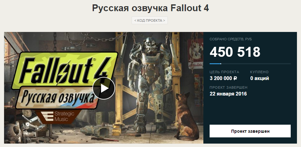 Сбор средств на озвучку fallout 4